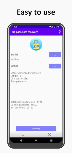 ZIP Password Recovery ডাউনলোড করুন – পাসওয়ার্ড রিকভারি টুলস - Screenshot 1