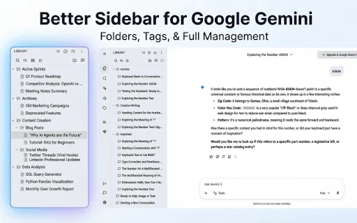 Better Sidebar for Gemini ও AI Studio ডাউনলোড করুন – সেরা অর্গানাইজার - Screenshot 2